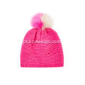 Gorro de inverno feminino com pompom colorido e boné